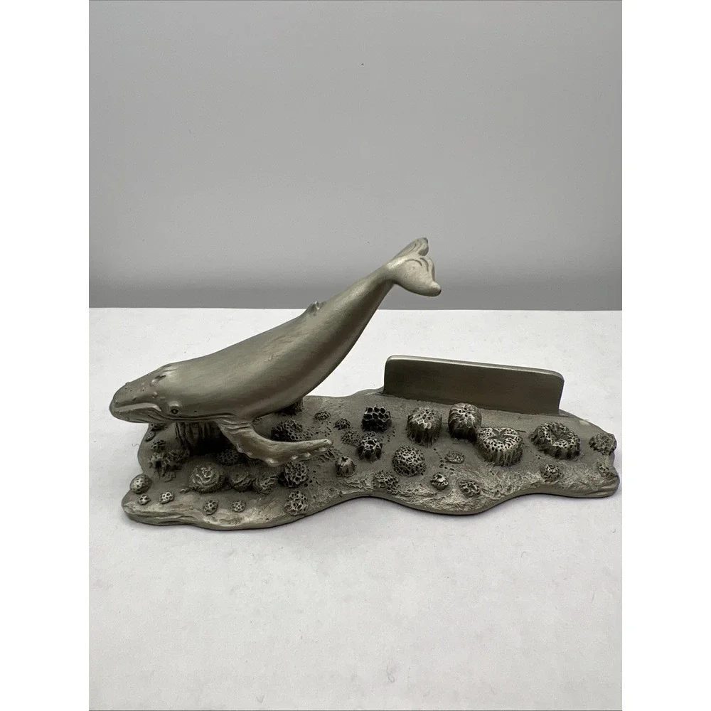 Vintage Fort USA Pewter Whale Business Card‎ Holder 5